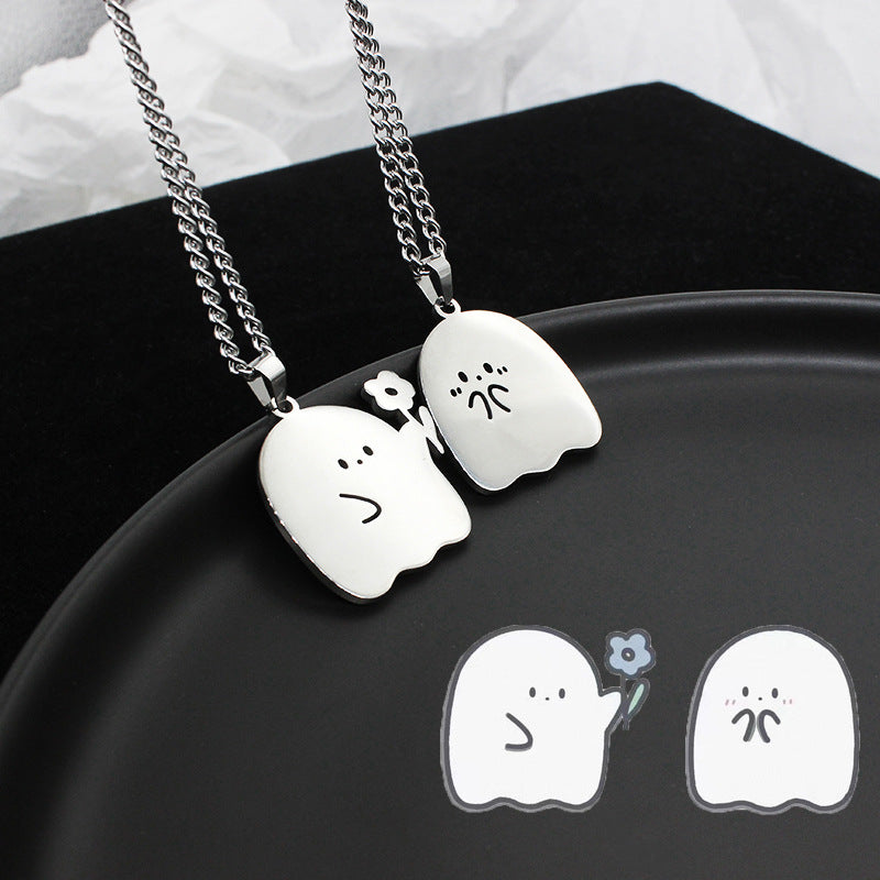 Ghost Pair Necklace Creative Pendant Cartoon Couple Pendant