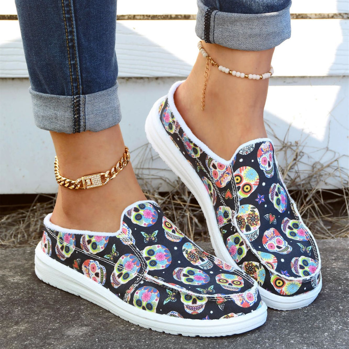 Stylish Slippers Outer Wear Floral Cloth Shoes