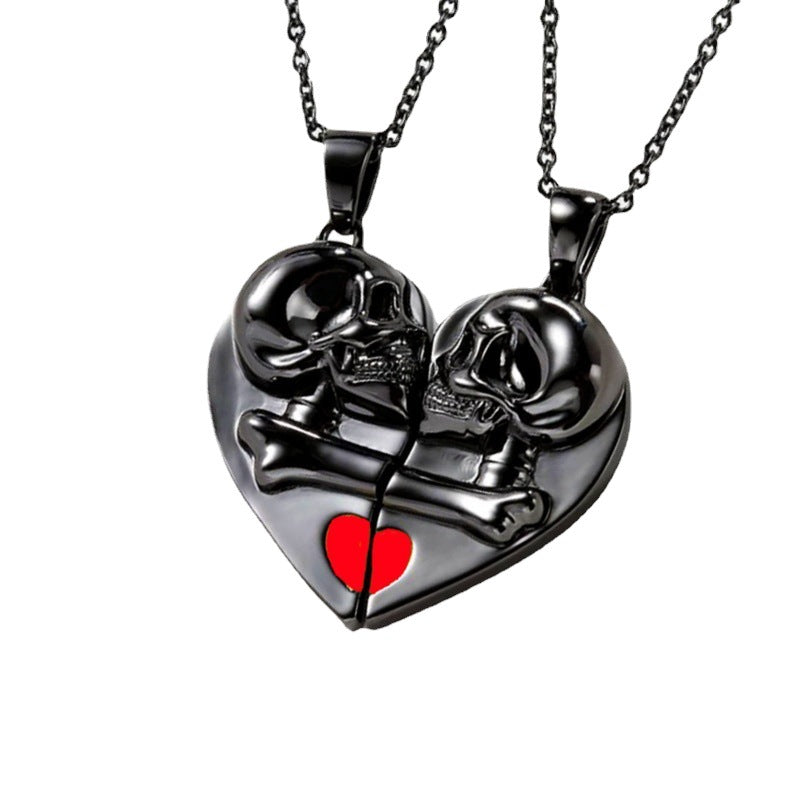 Retro Pendant Necklace Heart shaped Magnetic Couple Necklace