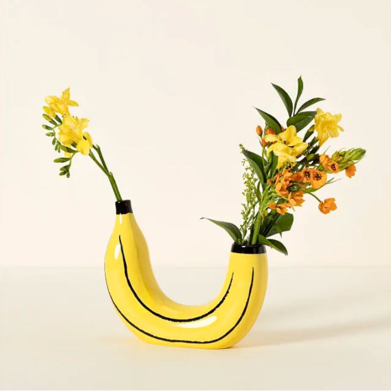 Simple Banana Vase Flower Arrangement Creativity Home Decor