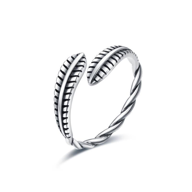 Sterling Silver Leaf Opening Ring For Women And Men